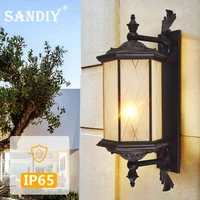SANDIY Outdoor Standing Porch Light Pillar Wall Lamp Waterproof Vintage Led Lighting for House Gate Patio Aisle Exterior Sconce