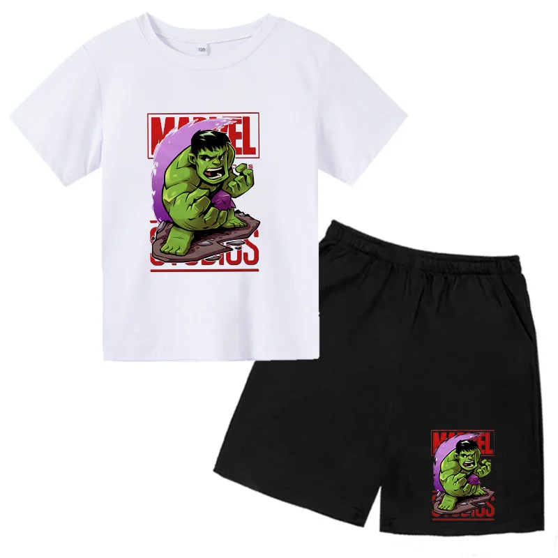 

Hulk Summer New Fashion Children's Clothing Boy Girl O Neck T-shirt Suit Short Sleeve + Shorts 2 Piece Set Print Age Range Style