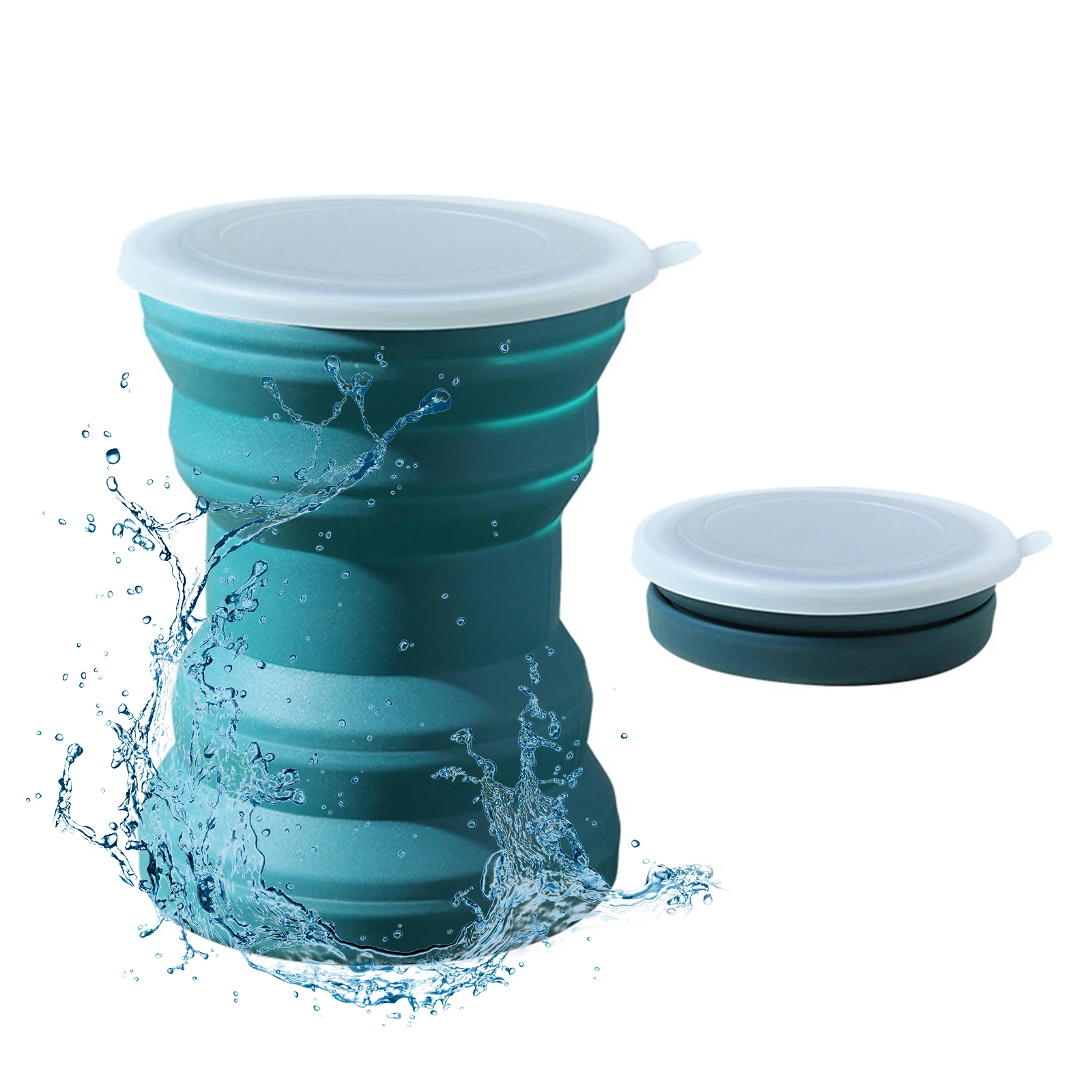 

Portable Telescopic Cup With Lid Outdoor Compression Pocket Foldable Mug Heat Resistant Travel Camping Silicone Folding Cup