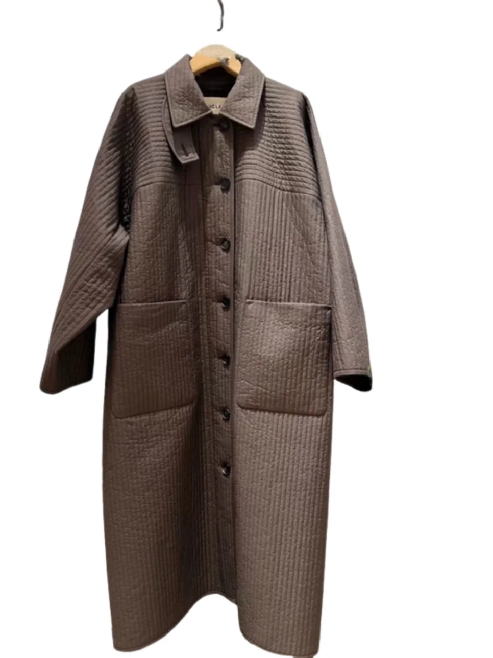 He 2024 осенне-зимнее новое свободное однобортное длинное пуховое пальто из