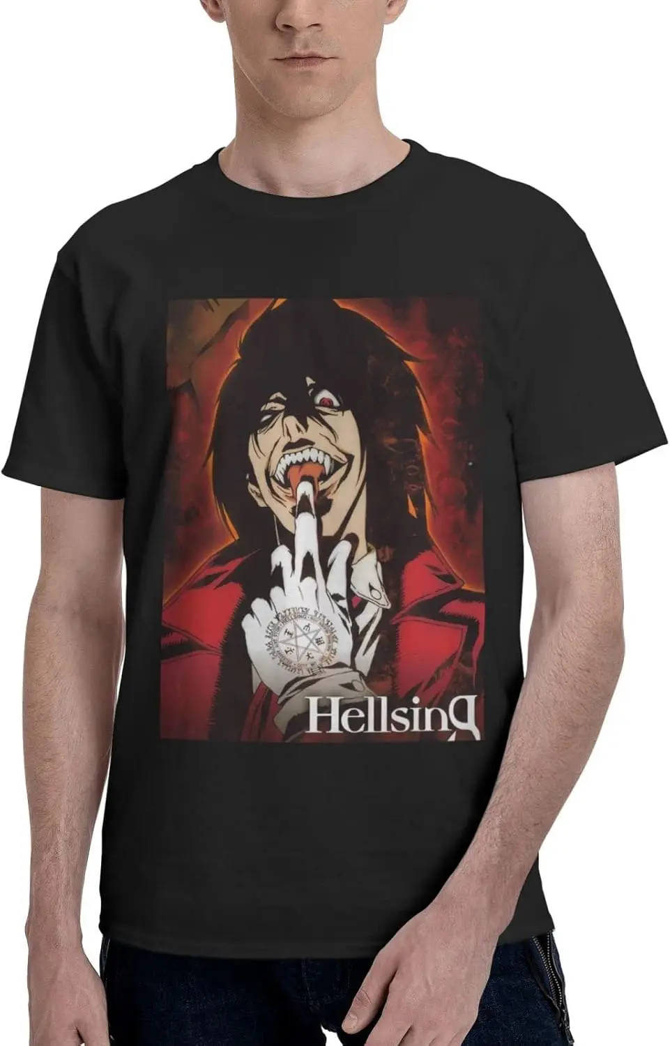 Anime Hellsing Alucard T Shirt Man's Summer Cotton Tee Comfort Round Neckline Short Sleeve