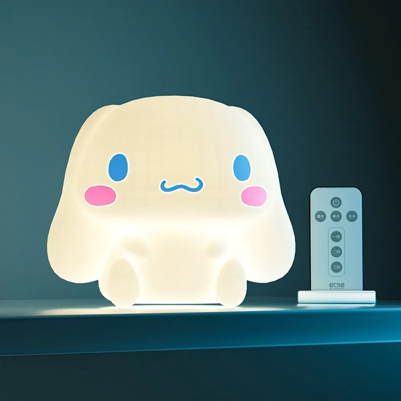 

Sanrio Silica Gel Kawaii Anime Cartoons Cinnamoroll Cute Remotely Controlled Lamp with 3 Light Modes and Adjustable Brightness