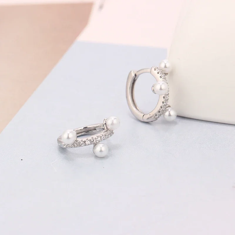 Креативная Минималистичная круглая пряжка для ушей с пресноводным жемчугом и