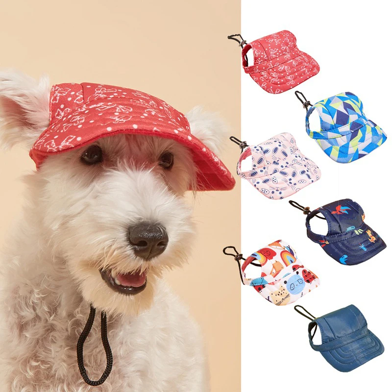 

Pet Baseball Cap Dog Sun Hat Dogs Outdoor Windproof Travel Sports Adjustable With Ear Holes Polyester Cartoon Fashion Dog Hat