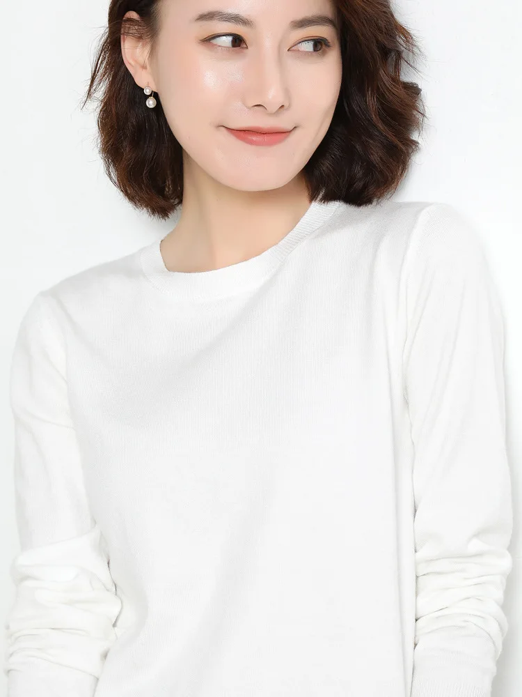 

Women's T-Shirts Solid Color Cotton Tops Long Sleeves Round Neck T-Shirts gray