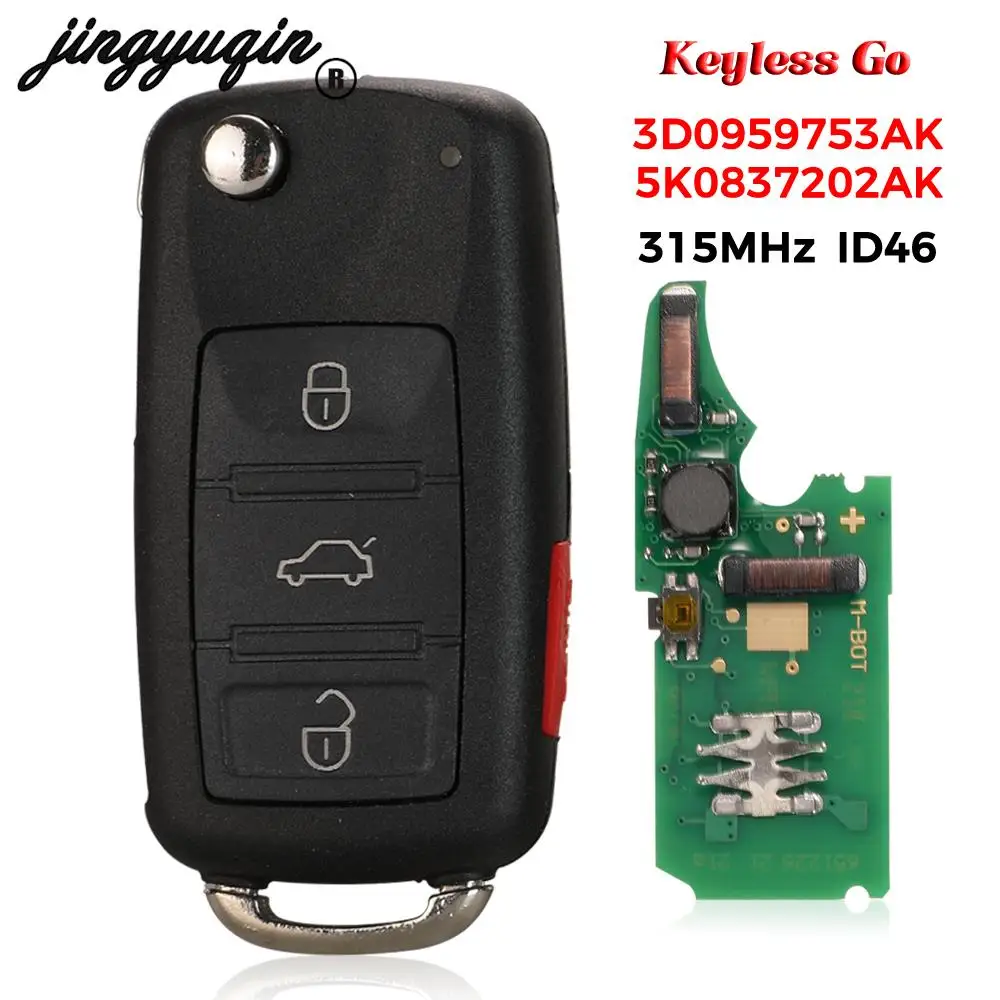 Jingyuqin 3D0 959 753 AK/5K0 837 202 AK Дистанционный автомобильный ключ с функцией R/C для VW Volkswagen