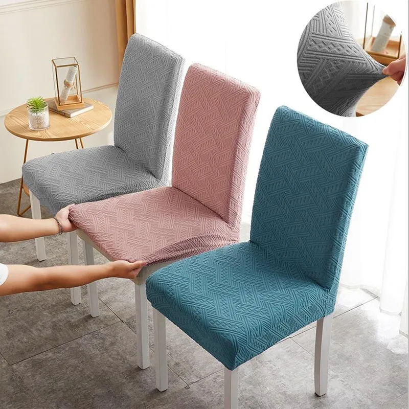 

Stretch Dining Chair Covers Elastic Jacquard Living Room Chairs Kitchen Chair Case Wedding Home Furniture Chair Protective Cover