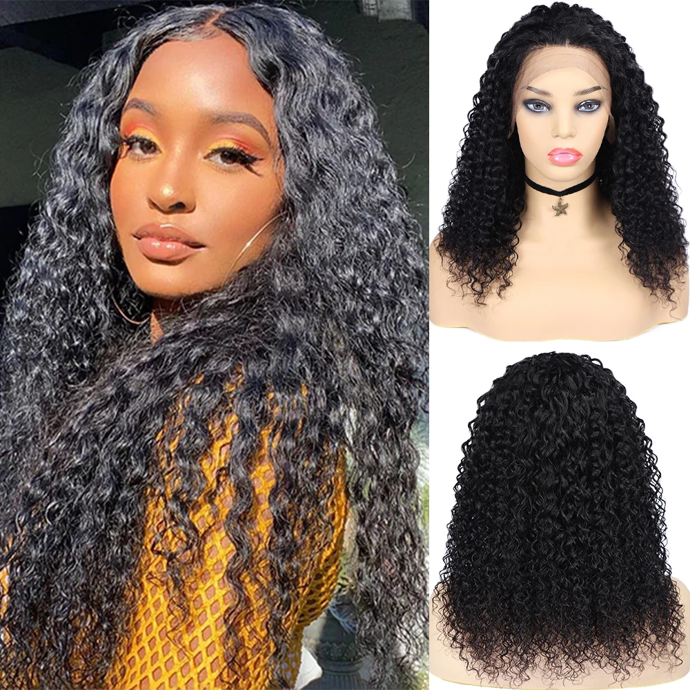 FAVE Lace Front Curly Human Hair Wigs 13X4 Lace Frontal Wig Pre-Plucked HD Transparent Lace Afro Jerry Curly Wig For Black Wowen