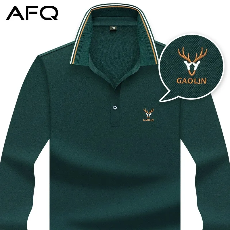 

2022 Autumn and Winter New Men's Long-Sleeved T-shirt Top Large Size Polo Shirt Lapel Body Blood Popular Men's Genuine