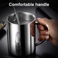 210ml280ml400ml coffee mug double wall multi usage anti slip mirror polishing coffee mug cup with lid for home