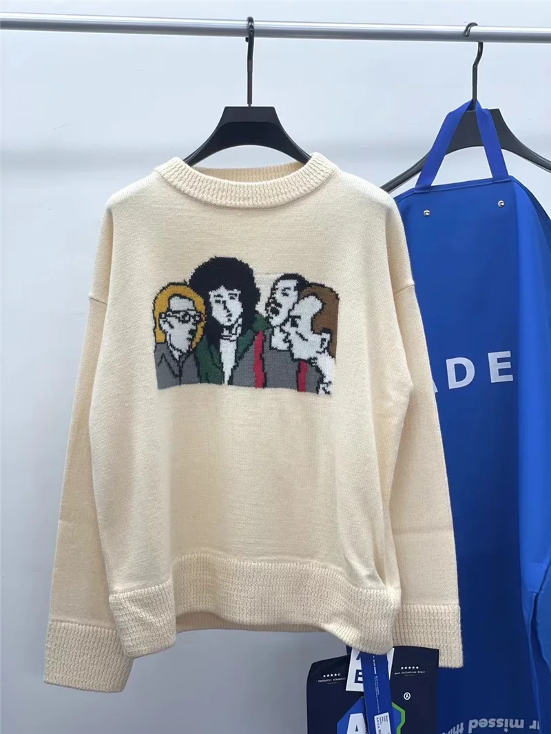 

Men Women 1:1 Best Quality Four People Discussing Characters Cartoon Pattern Crewneck Adererror Sweatshirts Ader Error Sweater