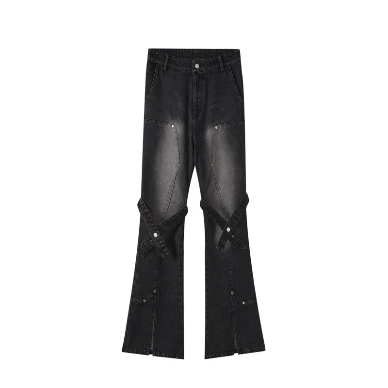 

2023 Gothic Y2K Wide Leg Trousers Streetwear Fashion Wash Rough Baggy Jeans Woman Splicing High Street Jeans Unisex Dark Clothes