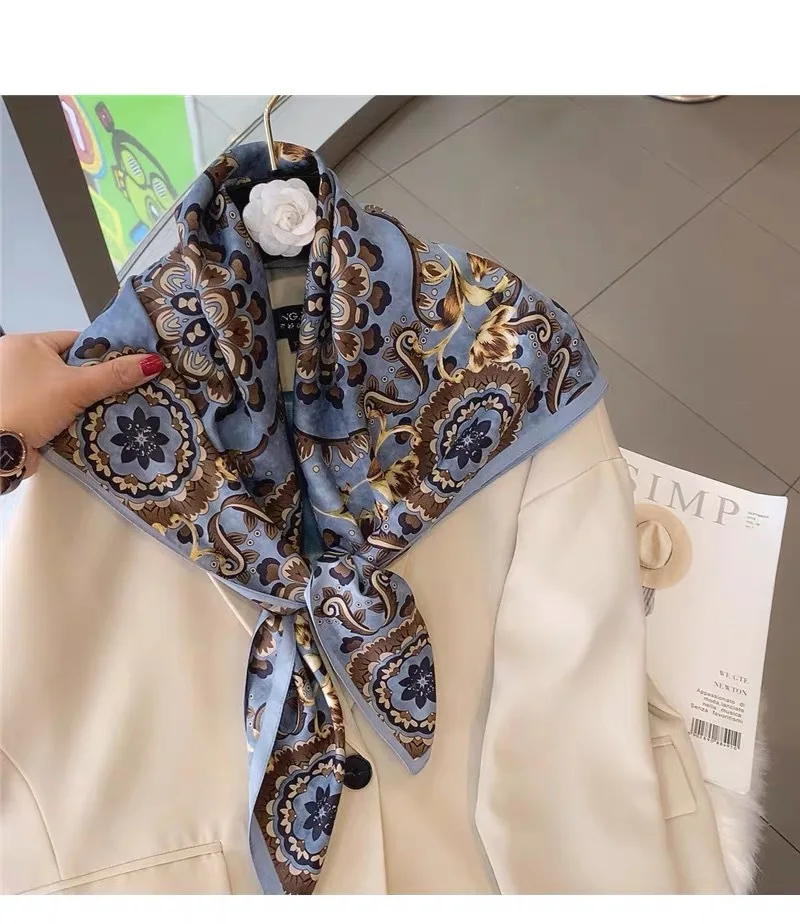 

Temperament Flower super-large silk-like women’s scarf four seasons with thin section decoration scarf