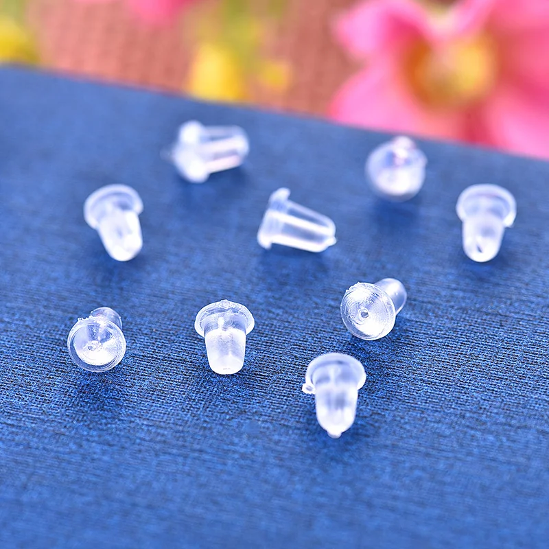 100pcs/lot Rubber Earring Back Silicone Round Ear Plug Blocked Caps Earrings Back Stoppers for DIY Earring Parts Jewelry Making