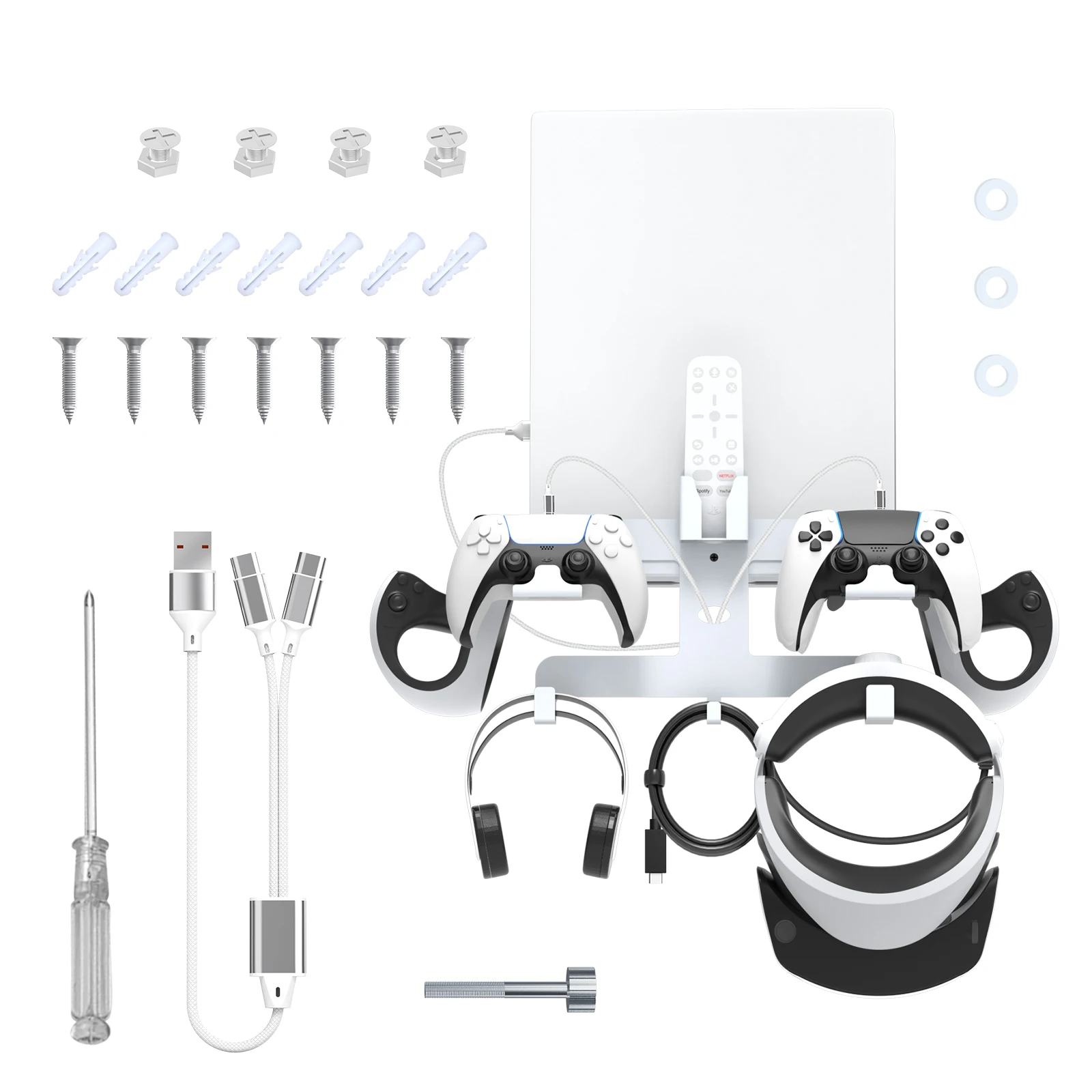 For PSVR2 Full Series Storage Bracket While Storing Helmet Handle Headphones For PS5 Handle Wall Storage Rack + Charging Cable