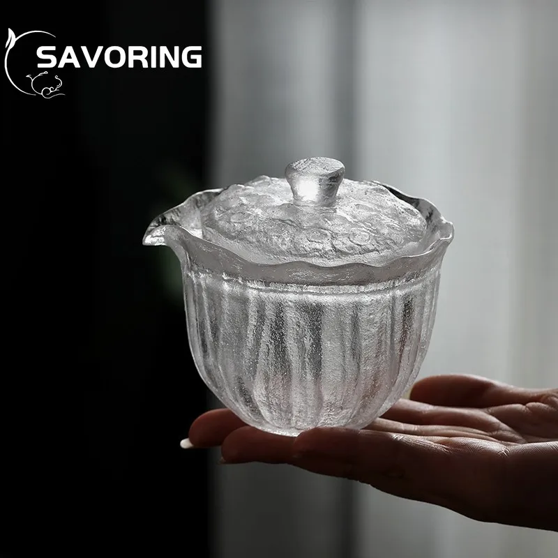 

New Frozen Burnt Glass Cover Bowl Japanese Kung Fu Teacup Single Large High-end Non-hot Hand Brewing Tea Bowl Hand Grab Cup
