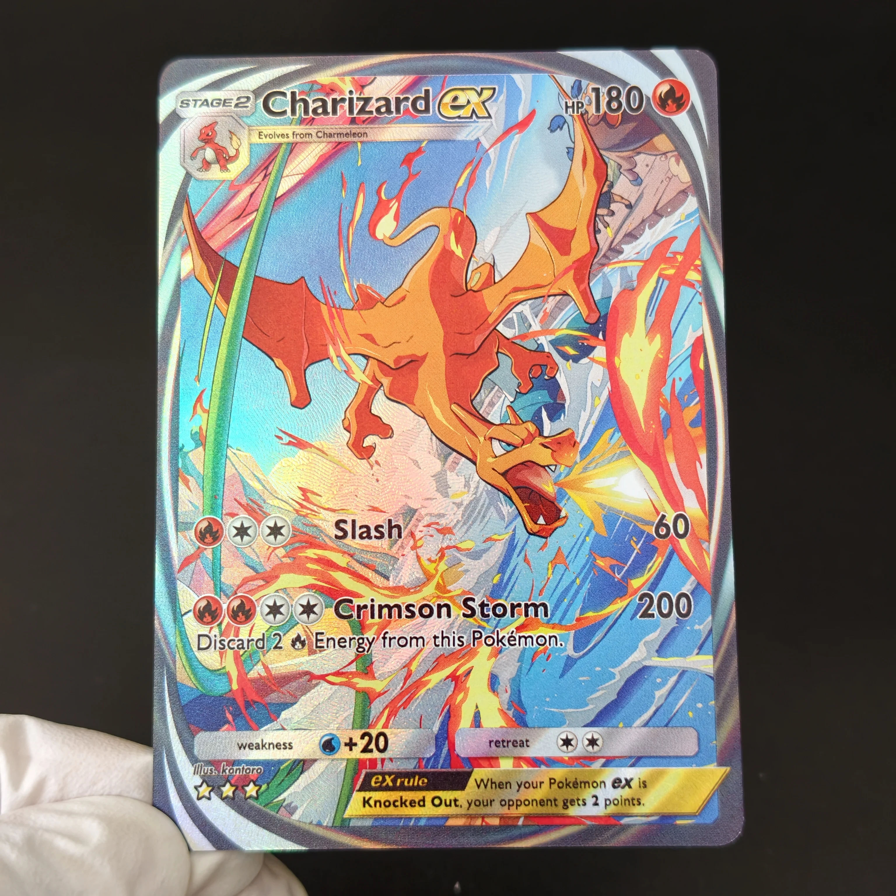 Фото Коллекционная карта PTCG DIY: Карманная карта Charizard ex (английская версия), Pokemon Mewtwo EX, Palkia, Giratina, Eevee, цветная, с текстурой и эффектом мерцания №1