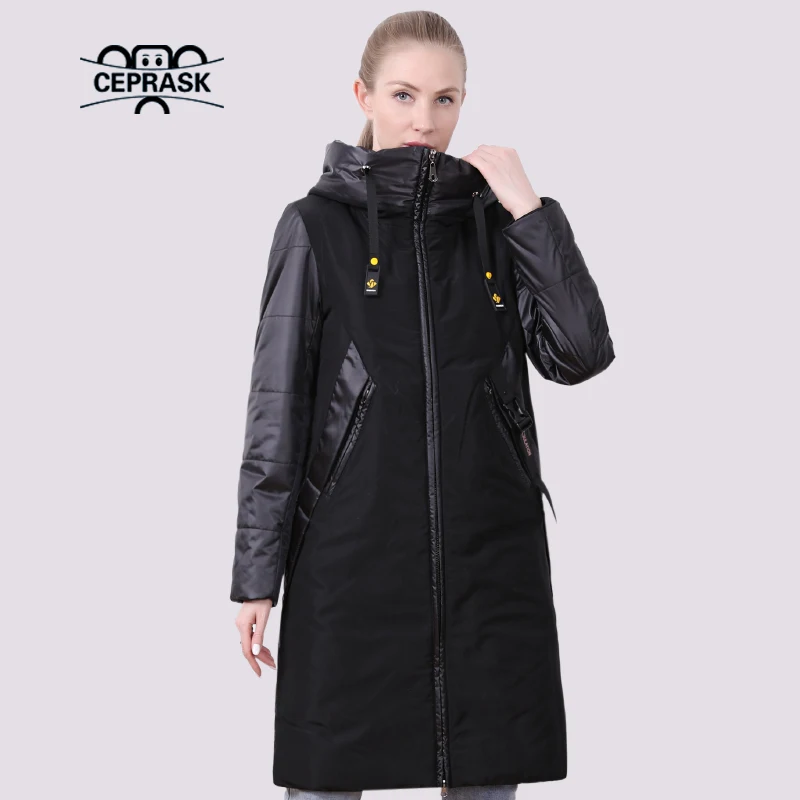 

D`OCERO 2022 New Spring Autumn Women’s Jacket Casual Fashion European Coat X-Long Quilted Parka Hooded Warm Thin Clothing