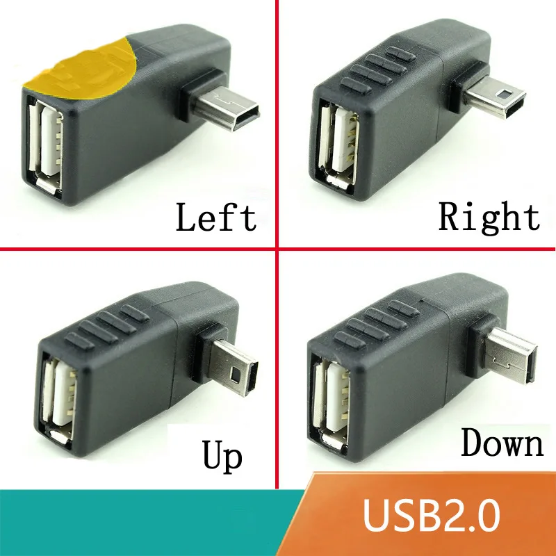 Мини USB 5Pin штекер-USB гнездо 90 градусов угловой преобразователь разъем