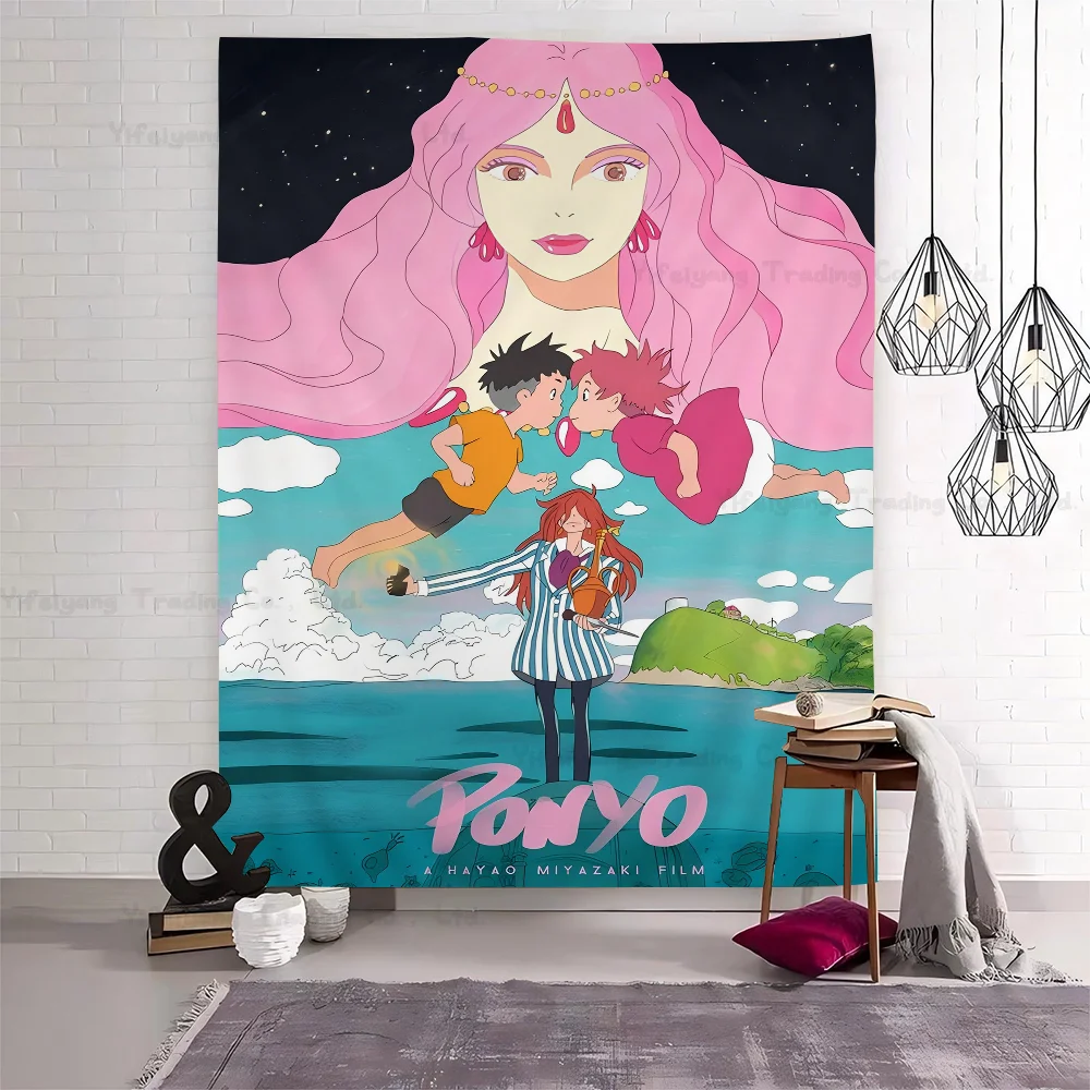 P-Ponyo On Cliff By The Sea Красочный гобелен Настенный богемный настенный Мандала