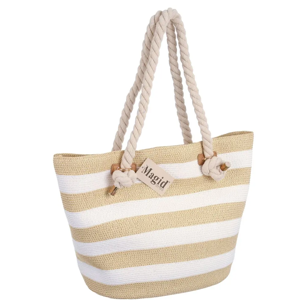 2023 NEW Women`s Paper Straw Rope Beach Tote Bag White Gold fast shipping