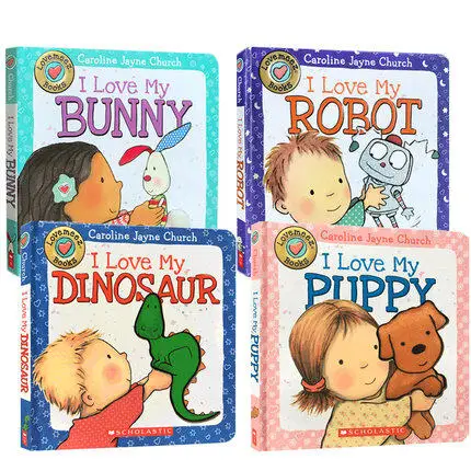 

4 Pcs I Love My Dinosaur Original English Picture Board Book for Kids