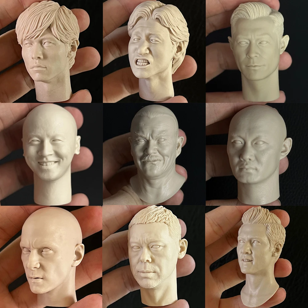 

White Model 1/6 Daniel Wu Stephen Chow Jacky Cheung Jackie Chan Male Unpainted Head Carving for 12" Action Figure Body Toy