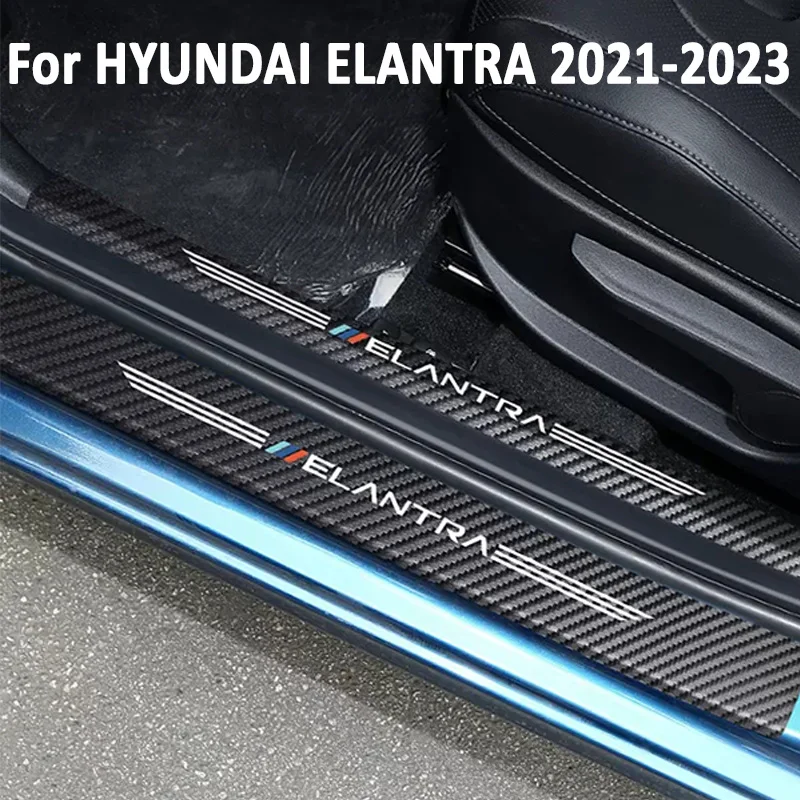 For HYUNDAI ELANTRA Nline 2022 2023 2021 Auto Door Sill Pedal Carbon Fibre Texture Accessories Leather Styling Car Sticker TrimF For HYUNDAI ELANTRA Nline 2022 2023 2021 Auto Door Sill Pedal Carbon Fibre Texture Accessories Leather Styling Car Sticker TrimF