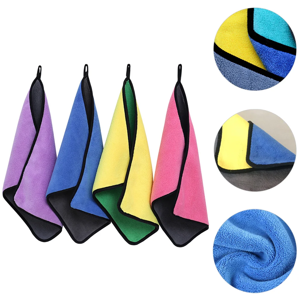 

4pcs Double-faced Wipe Cloths Car Cleaning Towels Car Screen Cleaning Towels Products Wash Supplies