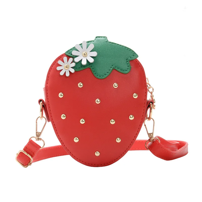 Cute Strawberry Little Girls Coin Purse Shoulder Messenger Bag Fashion Princess Handbags Lovely Children's Mini Crossbody Bags