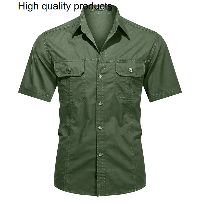 

Рубашка-карго в стиле милитари, Мужская Летняя Повседневная рубашка из 100% хлопка с короткими рукавами, однобортная рубашка, мужская модель, армейская одежда 5XL