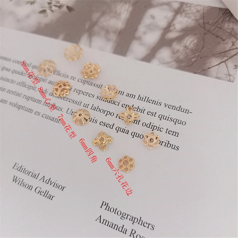 

14K gold hollow flower holder flower cap bead holder spacer bead piece DIY string jewelry bracelet spacer loose bead accessories