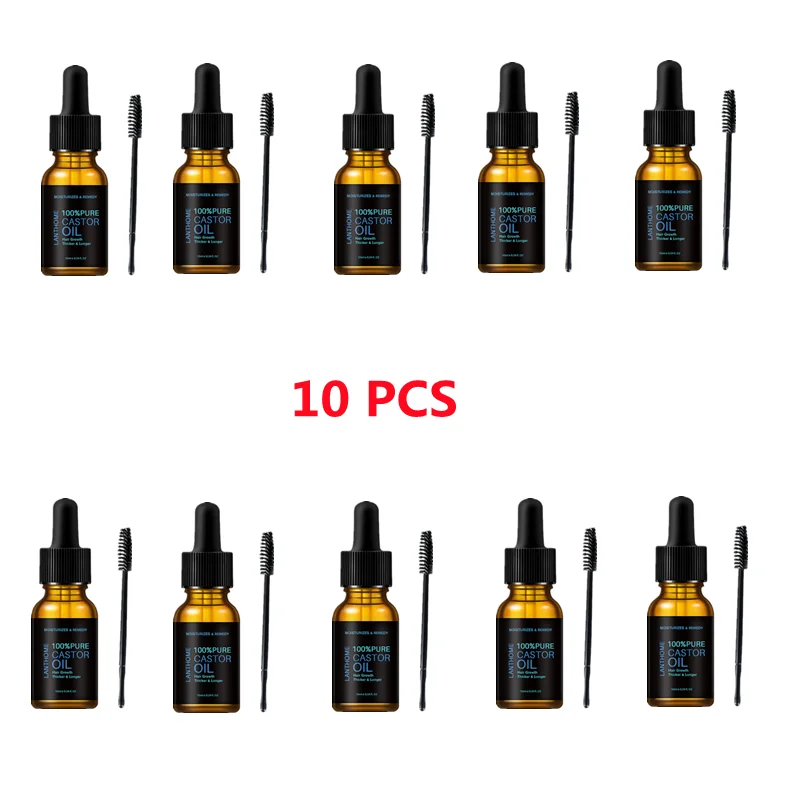 

10 Pcs/Lot Pure Castor Oil Hair Growth Serum for Eyelash Growth Lifting Hair Oil Damaged Hair Scalp Prevent Skin Aging Castor