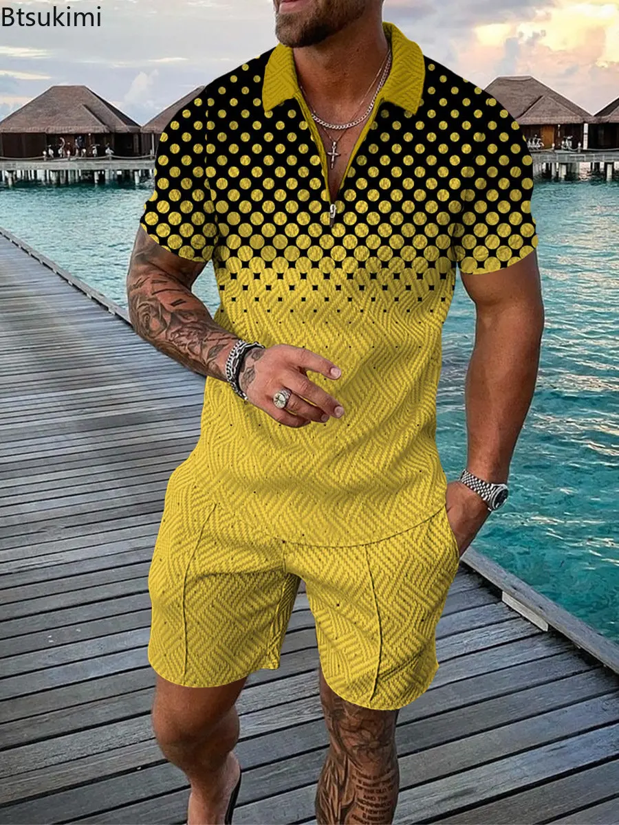 2023 Men's Summer Casual Sets Breathable Tshirt and Shorts Outfits Set Tracksuit Male 3D Printed Sportswear Clothes 2PCS Set Men