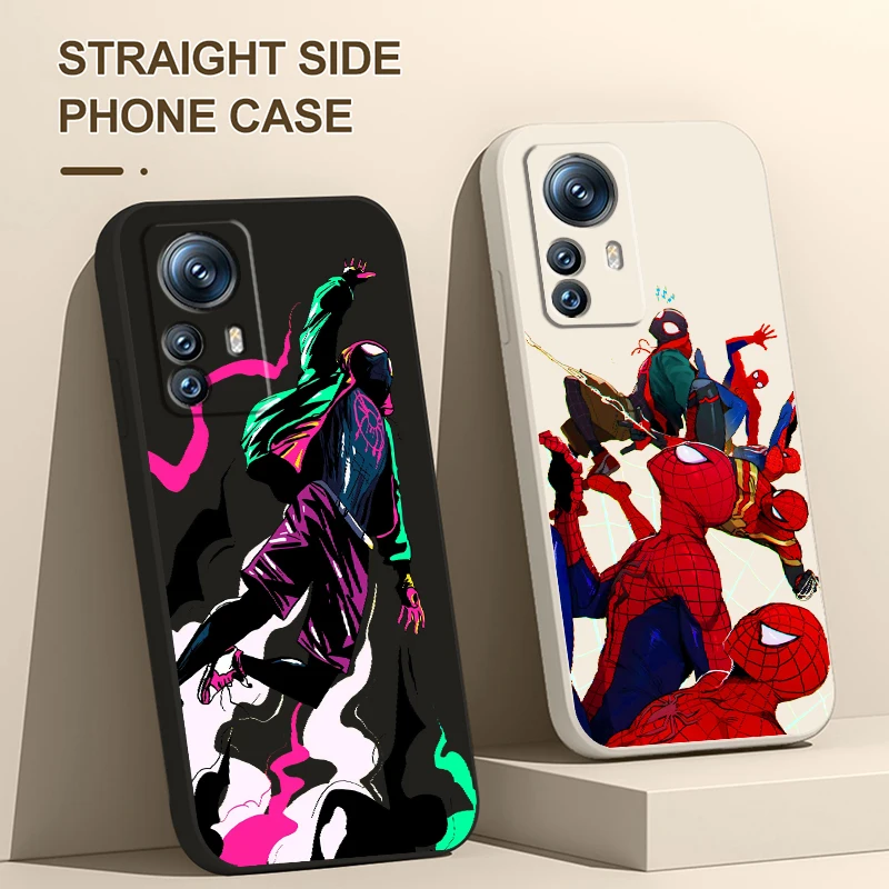 

Superhero Spiderman Fashion Case For Xiaomi 12T 12S 12 11 Ultra 11T 10T 9T Note 10 Pro Lite 5G Liquid Rope Phone Cover