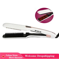 professional steam hair straightener brush ptc heating comb infrared ionic 3 in 1 with lcd display hair steam straightener