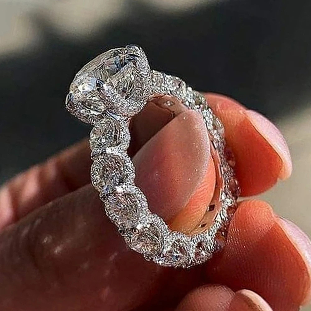 

New 2023 Eternity Promise Rings Women Luxury Fashion Engagement Wedding Jewelry Full Brilliant Cubic Zirconia Sparkling
