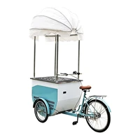 2022 new design mobile ice cream cart with freezer bike adult bicycle street food cart outdoor three wheel tricycle