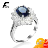 charms women ring 925 silver jewelry oval shape sapphire zircon gemstone finger rings accessories for wedding engagement party