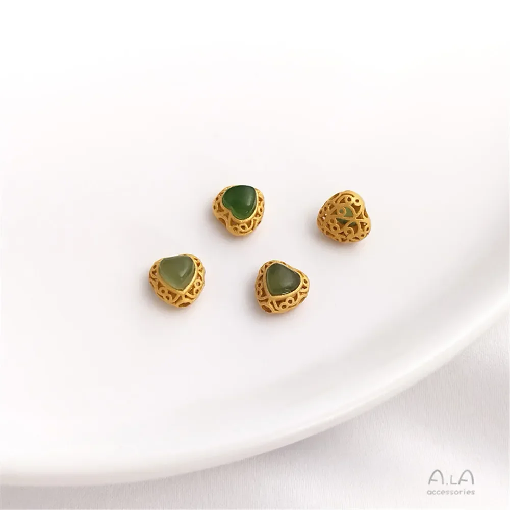 Посеребренная 925 песочное золото прозрачный аква Хотан нефритовый бант клевер