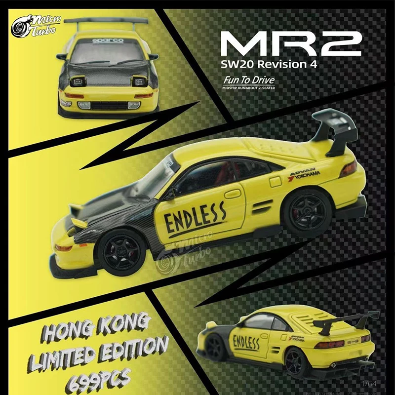 

MT In Stock 1:64 MR2 SW20 Yellow Carbon Hood Diecast Diorama Car Model Collection Miniature Carros Toys MicroTurbo