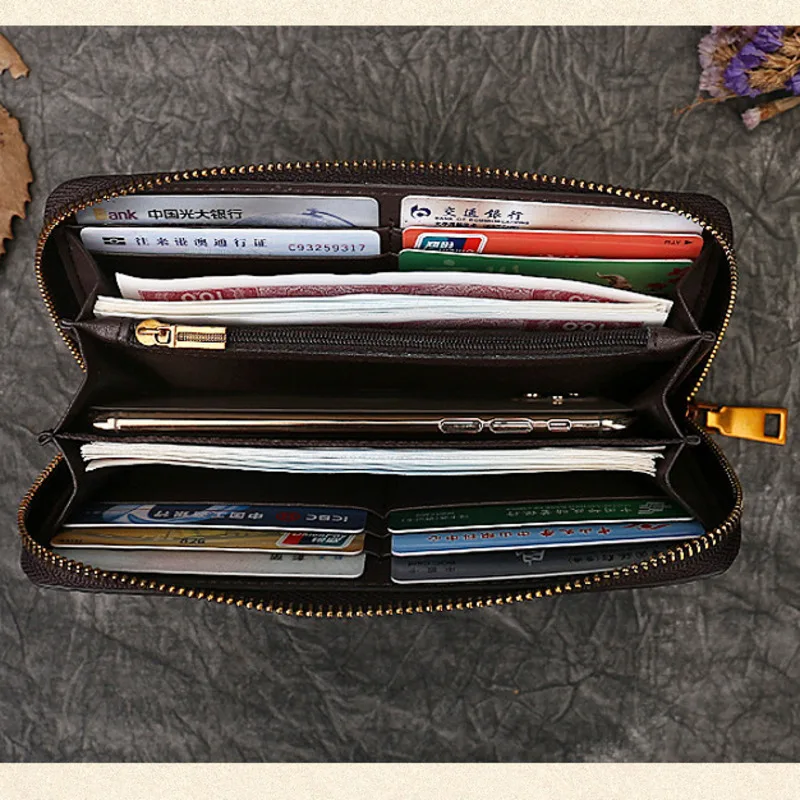 MOTAORA Cowhide Women's Long Wallets For Women 2023 New Vintage Genuine Leather Ladies Wallet Multi Card Holder Brown Purses Bag