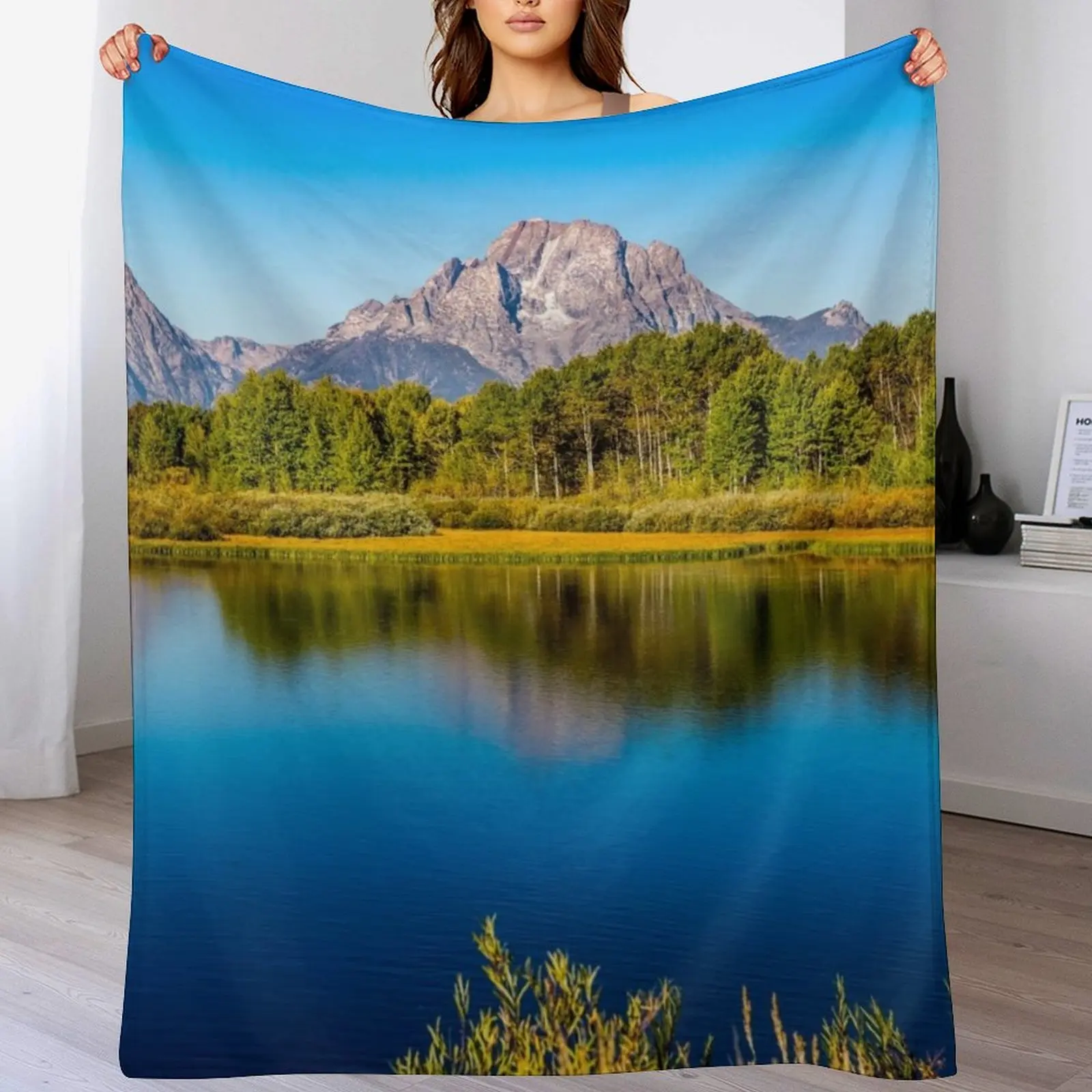 Одеяло из фланели Oxbow изгиб-mtan Moran in the Grand Tetons декоративные одеяла для кровати