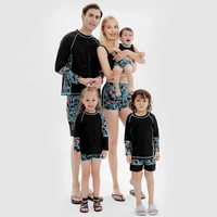 flower swimsuits family matching outfits mother baby swimwear mommy and me clothes long sleeve father daughterson swimming suit