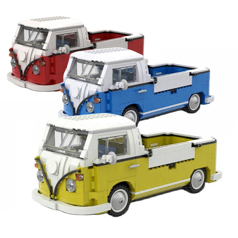 

T1 Doka Trailer Bus Pickup Compatible 10220 Technical T2 Camper Van Building Block Car Model Bricks 21001 Toys Children Gifts