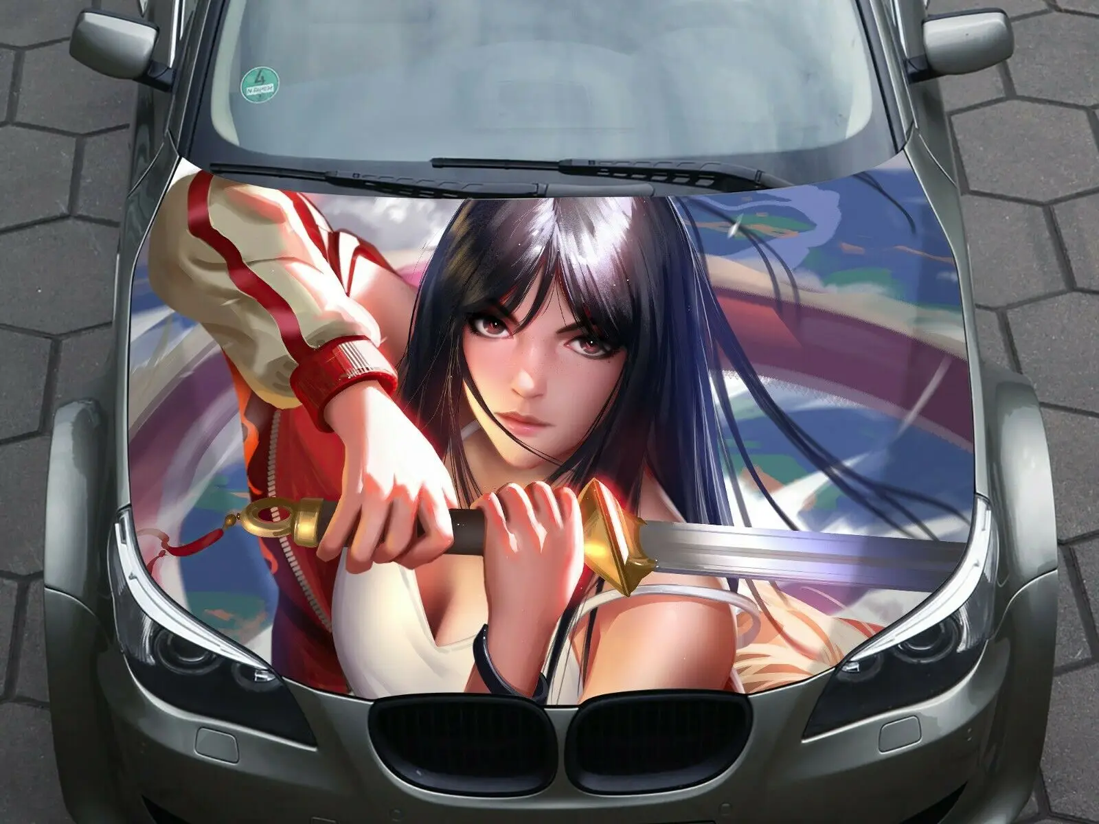 

Katana Girl Car Hood Wrap Decal Vinyl Sticker Full Color Graphic Fit Any Car XX