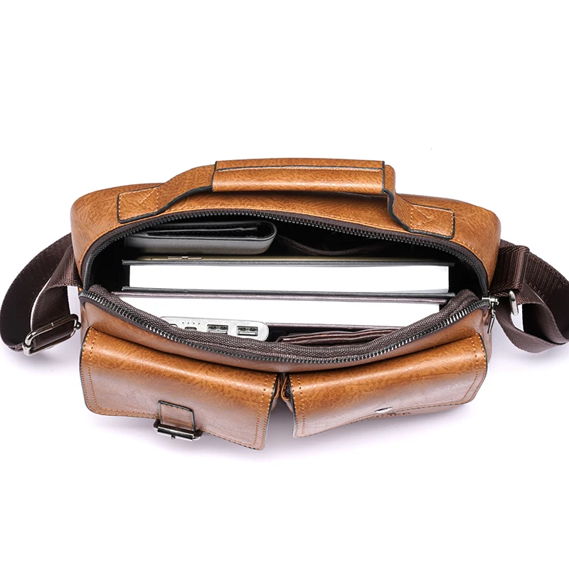 WEIXIER Men's Messenger Bag PU Leather Man Briefcase Handbag Vintage Men Shoulder Bags Casual Crossbody Bags Business Male Bags