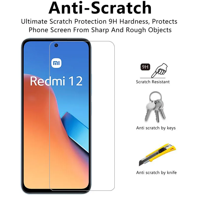 Чехол из закаленного стекла для xiaomi redmi 12 4g телефонный чехол redmi12 задняя крышка 360