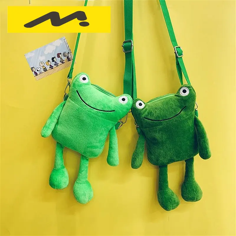 Cute Mini Frog Crossbody Bag Women Plush Bags For Autumn Kawaii Girl Phone Key Shoulder  Purses Children Casual