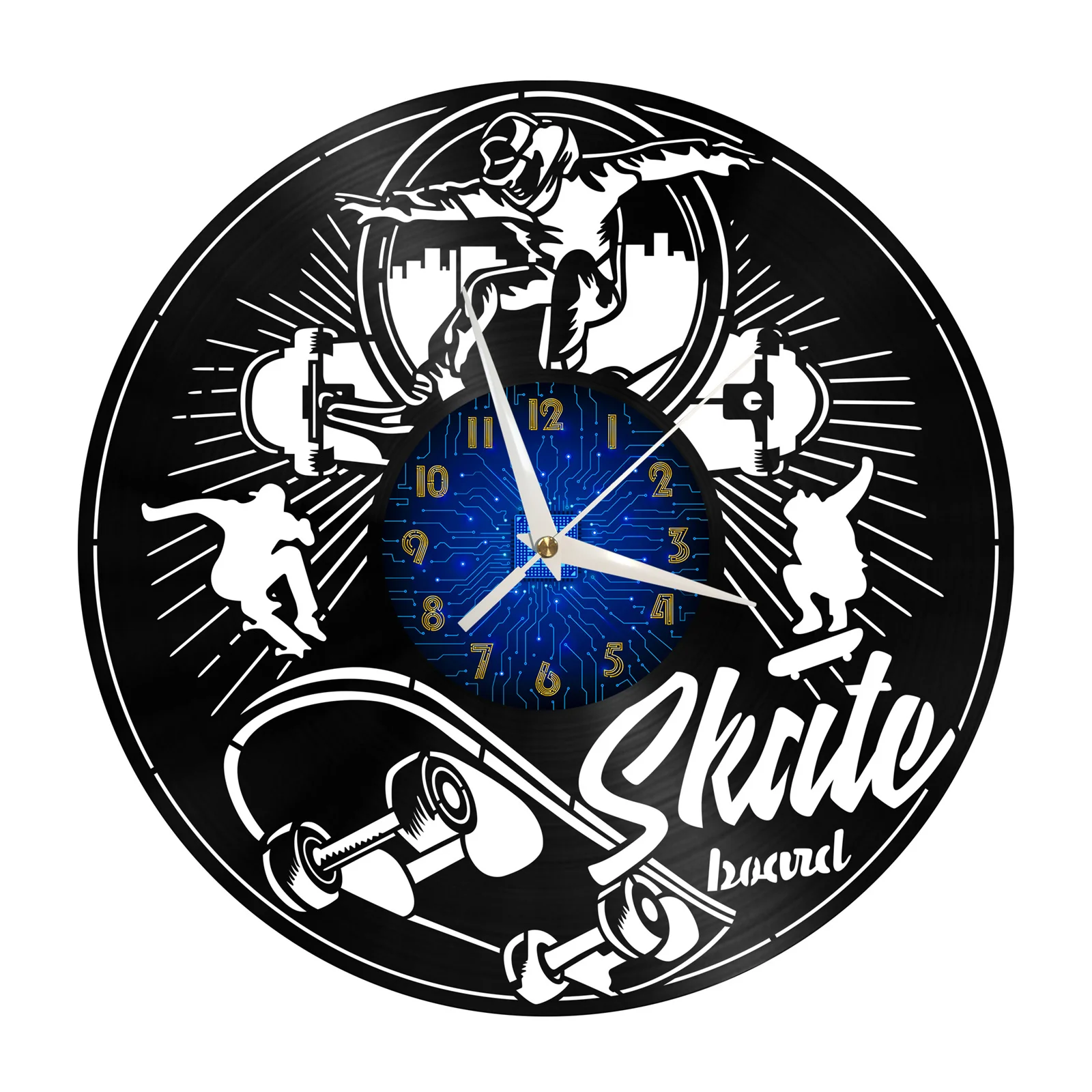 

Настенные виниловые часы для скейтборда, креативный дизайн, бесшумные светящиеся 3d-часы, 12 светодиодов, Современное украшение для гостиной